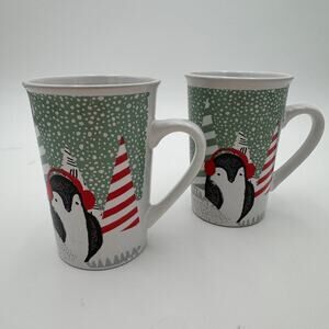 Starbucks 2016 Penguin 11oz Coffee Mugs Pair of 2